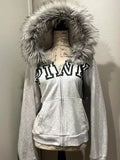 PICSGIRL  -  New American Retro Fur Collar Hooded Sweatshirt Street Trend Plus Velvet Winter Letter Zipper Sweatshirt Sweatshirt hoodies