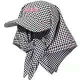 PICSGIRL  -  Sweet Cool Lattice Headscarf Hats Women Girl Summer Sun Protection Baseball Caps Adjustable Foldable Beach Hat Portable Sun Hat