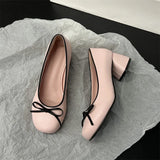 PICSGIRL -  Designers Butterfly-knot Women Pumps Fashion Shallow Slip On Thick Low Heel Sandalias Ladies Elegant Outdoor Mary Jane Shoes