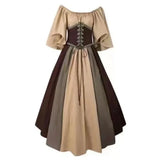 PICSGIRL  -  Female Cos Costume Performance Big Swing Skirt  Medieval Retro Slim-fitting Skirt Flying Sleeves Shoulder Dress