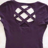 PICSGIRL  -  Retro Gothic new printed purple back hollow women T-shirt Y2k slim fit and slim summer fashion design short top