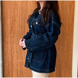 PICSGIRL  -  Fashion Women's Denim Jackets With Belt Casual Lapel Single-breasted Pockets Washed Jacket 2025 Spring Lady Y2k Street Outwear