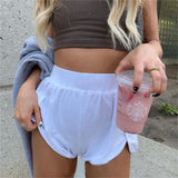 PICSGIRL -  Summer high waisted shorts for women korean white knitted biker shorts for womans cute sweat shorts sexy short mujer kawaii