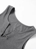 PICSGIRL  -  Solid Coloured Pin Embellishment Edgy Clothes Y2k Sleeveless V-Neckline Tank Top Women Streetwear Casual Korean Fashion Clothing