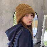 PICSGIRL  -  Winter Knitted Hat Women Korean Fashion Solid Outdoor Warm Beanies All-match Casual Elastic Comfortable Cap 2024 New