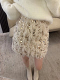 PICSGIRL  -  Women's Y2K Shiny Sequined Skirt Autumn Feather Casual Elastic Short Mini A-line Skirts For Club Streetwear