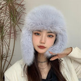 PICSGIRL  -  Bucket Hat Purple Winter New Candy Color Faux Fur Y2k Warm Plush Basin Hat Unisex Bucket Hat Hat Hats for Women