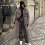 PICSGIRL  -  casual winter outfits Extra Long Luxury Lamb Fur Teddy Coat Women 2024 Winter Ladies Mob Wife Style Oversized Chunky Faux Fur Jacket Overcoat