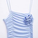 PICSGIRL  -  European And American Style Summer Women's New Fashionable And Casual Solid Color Sleeveless Slim Fit Pleated Dress