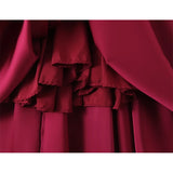 PICSGIRL  -  Sexy Elegant Women Wine Red Strapless Dress Fit And Flare Evening Party Dresses Christmas  Robe