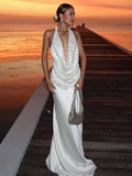 PICSGIRL  -  Vacation Temperament 2-Piece Set Women Swing Collar Arabesques Backless Tops+Smooth Skirts Beach Party Matching Suits