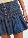 PICSGIRL  -  Drawstring Denim Mini Skirts For Women Summer Buttons Elastic Waist Short A-line Skirt Simple Casual Fashion Faldas Bottom New