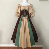 PICSGIRL  -  Female Cos Costume Performance Big Swing Skirt  Medieval Retro Slim-fitting Skirt Flying Sleeves Shoulder Dress