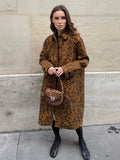 PICSGIRL  -  2024 Autumn Leopard Print Women Oversize Trench Long Sleeve Single Breasted Long Loose Jacket Female Y2K Coat Streetwear