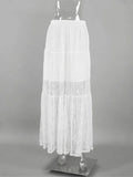 PICSGIRL  -  New Lace Jacquard Elegant Skirts For Women 2024 Summer Chic Simple High Waist White A-line Long Faldas Sexy Fashion Maxi Skirt