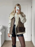 PICSGIRL  -  Women Autumn Faux Fur Vest Coat Warm Vintage Female Vests Coat Nude Zipper Sleeveless Jacket New in Outerwears