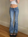 PICSGIRL  -  Women Flared Jeans Mid Waist Denim Pant Vintage Stretch 90s Streetwear Y2k Boot Cut Pant Elastic Skinny Mom Jeans Trousers