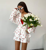 PICSGIRL  -  Cotton Suits For Women 2 Piece Sets Print Long Sleeve Sleepwear Sashes Casual Female Suits With Shorts Spring 2024