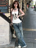 PICSGIRL  -  Kawaii Cartoon Dog Tank Top Women Streetwear Sleeveless Backless Slim Tops Summer Sexy Halter Lace Up Y2k Tops for Girls