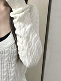 PICSGIRL  -  2024 Autumn Sweet Solid Twist Sweater Women Y2k Aesthetic Casual Loose Vintage Tops Preppy Style Fairy Knitwear All Match Jumper