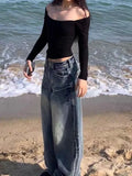 PICSGIRL  -  Y2k Vintage 90s Streetwear High Waist Wide Leg Pants American Retro Grunge Hip Hop Oversized Baggy Denim Pants 2024