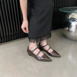 PICSGIRL  -  NEW Women Flat Women's Pointed Toe Retro Single Shoes Double Buckle Mary Jane Shoes Ballerina Flats Mujer