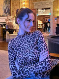 PICSGIRL -  Fashion Vintage Leopard Print Slim Top Sexy Round Neck Long Sleeves Fit Tops Women Elegant High Street Wear Commuting Outfit