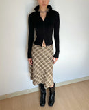 Picsgirl -  Women High Waist Plaid A-Line Midi Skirt