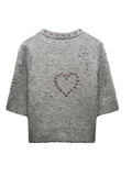 Picsgirl Fashion Love Shaped Beaded  Knitted Sweater Women Single Breasted Short Sleeve V Neck Cardigan 2024 Lady Elegant Street Knitwear