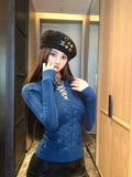 PICSGIRL  -  Y2k Criss-Cross Hollow Out Knitwear Slim Fit Long Sleeve Ribbed Sweater Women Autumn Winter Underwear Clothes Sexy Girl