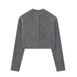 PICSGIRL  -  Casual Solid Knitted Women Cardigan Sweater O-neck Single Breasted Female Crop Jackets 2025 Spring New Fashion Lady Sweaters