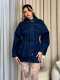 PICSGIRL  -  Retro Slim Waist Jeans Jacket Women Loose Button Long Sleeves Washed Denim Jackets Tops 2025 Spring Casual Lady New In Outerwear