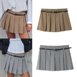 PICSGIRL  -  European and American style autumn new all-match high waist side zipper pleated short skirt women's fashion all-match college st