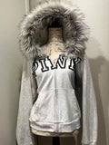 PICSGIRL  -  Fresh Style Gray Fur Collar Design Slim Warm Cardigan Harajuku Winter New Thickening Women's Sweatshirts Y2k Casual Hoodies