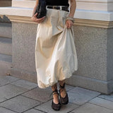 PICSGIRL  -  Fashion High Waist Skirts For Women Solid Colkor Splice Bud Skirt 2024 Autumn New Female Loose Streetwear Midi Skirts