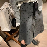 PICSGIRL  -  Retro Wear Two Sides Wear Pleated Polka-dot Skirt Women 2024 Fall/winter New Fashion Gray A-line Skirt