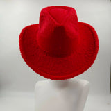 PICSGIRL  -  Fedora Hat Emerald Green Plush Cowboy Hat Material New Jazz Hat European and American Fashion Hat Big Brim Hat 