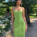 PICSGIRL  -  Summer Flower Print Slip Sleeveless Backless Slim Sexy Maxi Dress Women Elegant Streetwear Party Long Dresses