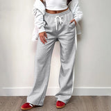 PICSGIRL  -  Streetwear Stripe Spliced Autumn Sweatpants Women Trousers Sporty Casual Elastic Waist Homewear Pants Straight Bottom