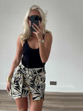 PICSGIRL  -  Women's Clothing 2024 Summer New High Waist Printed Asymmetric Short Skirt Tassel Skirt