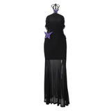 PICSGIRL  -  Elegant Butterfly Appliques Halter Maxi Dresses Women Trend See Through Sexy Hollow Out Skinny Dress Vacation Vestidos Beachwear