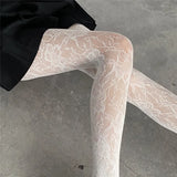 Picsgirl -  Lolita Lace Fishnet Stockings Pantyhose Retro Slim Super Stretch Leggings Stockings Sexy Pattern Underwear Women White Tights