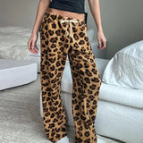 PICSGIRL  -  American Retro Leopard Print Plush Casual Pants Women Autumn Winter Streetwear Hot Girls Loose Warm Harajuku Y2K Pants