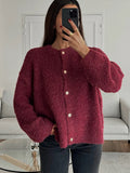 PICSGIRL  -  Knitted Solid Women Cardigan O-neck Single-breasted Female Sweater 2024 Autumn Winter Long Sleeve Elegant Ladies Knitwear