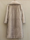 PICSGIRL  -  Luxury Long Faux Fur Coat Women Winter Fluffy Gradient Fluffy Fox Fur Jacket Female Long Trench Coat Plush Furry Overcoat