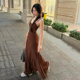 PICSGIRL  -  Women Bodycon High Waist Camisole Dress 2025 Summer Slim Sexy Backless Patchwork Sundress Vacation Beach Party Dresses
