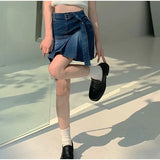 PICSGIRL  -  Low Waist Pleated Skirt Summer Y2k Street Independent Aesthetics Wrapped Belt A-line Skirt Female Korean Fashion Ruffle Skirt