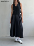 PICSGIRL  -  Elegant Satin Loose Women Skirt High Waist Maxi Skirts Streetwear Classic Long Skirt Fashion Female Black Skirt