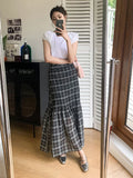 PICSGIRL  -  Fashion Office Work Plaid Skirt For Woman Korean Style Casual Long Skirt Female High Waist Tumpet Skirts