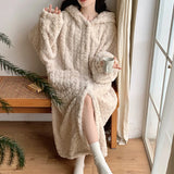 PICSGIRL  -  New Cute Womens Plush Soft Robe Fluffy Long Warm Fleece Bathrobe Winter Girls Sweet Fleece Robe Sleepwear Plush Thick Nightgown